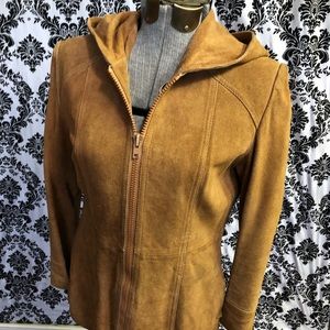 Vintage Real Suede Zip Up Hooded Coat